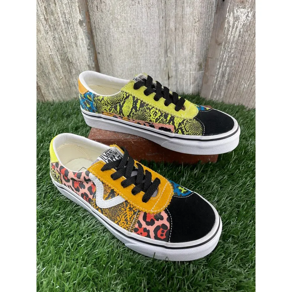RARE Vans Sport Patchwork Leopard Snake Multicolor Sneaker Shoes 6